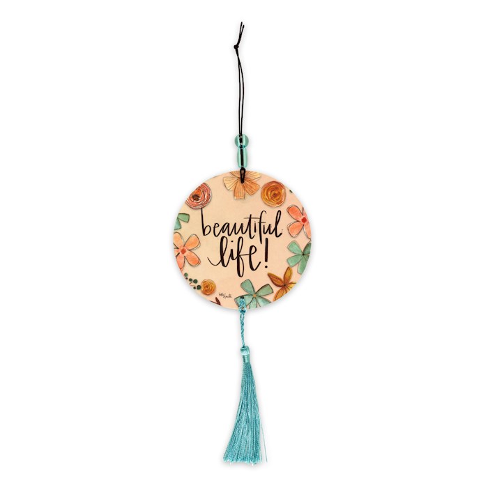 Car Air Freshener-Beautiful Life! w/Beads & Tassel/Ocean | SHOPtheWORD