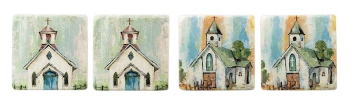 Coaster Set-Watercolor Church (Set Of 4) | SHOPtheWORD