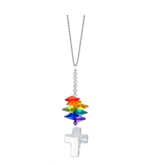 Blessed Rainbow Cross Charm (1.25