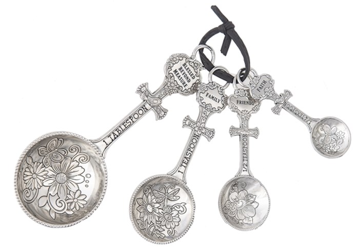 Blessed Beyond Measure Measuring Spoons-4 Piece Set w/Cross (5 1/2
