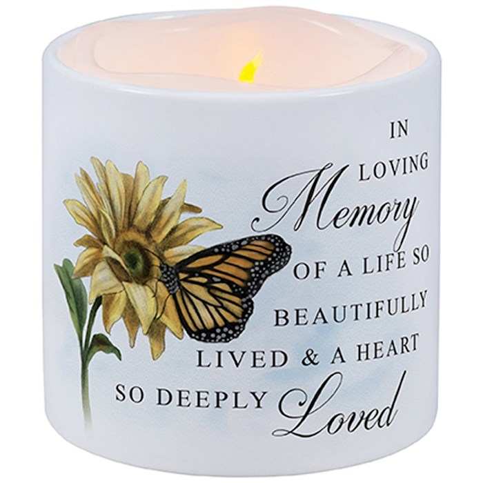 Candle With Ceramic Holder-Flickering LED--w/Timer-Vanilla-So Beautifully Lived (3