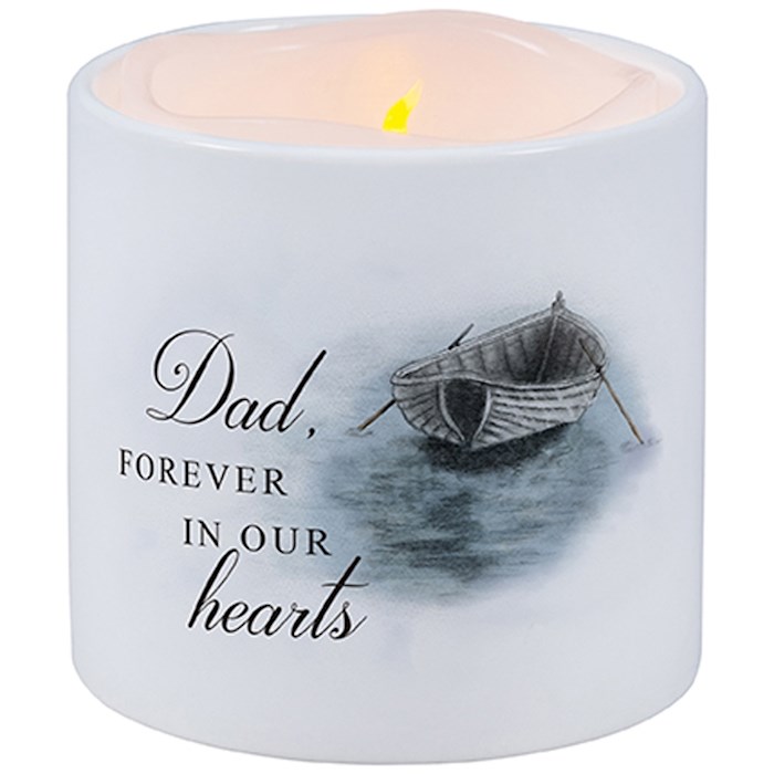 Candle With Ceramic Holder-Flickering LED--w/Timer-Vanilla-Dad (3