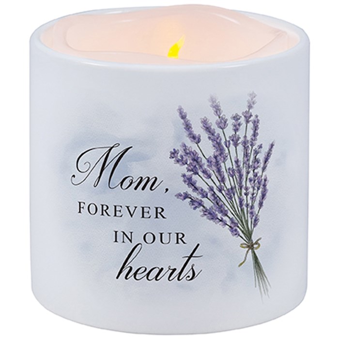 Candle With Ceramic Holder-Flickering LED--w/Timer-Vanilla-Mom (3