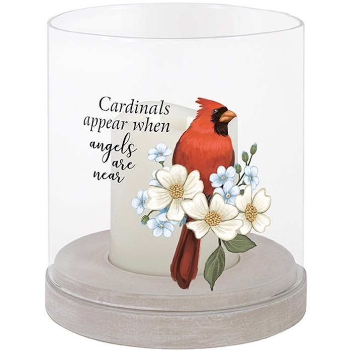 Hurricane Candle-Flameless Flicker-Cardinals Appear w/Timer (7