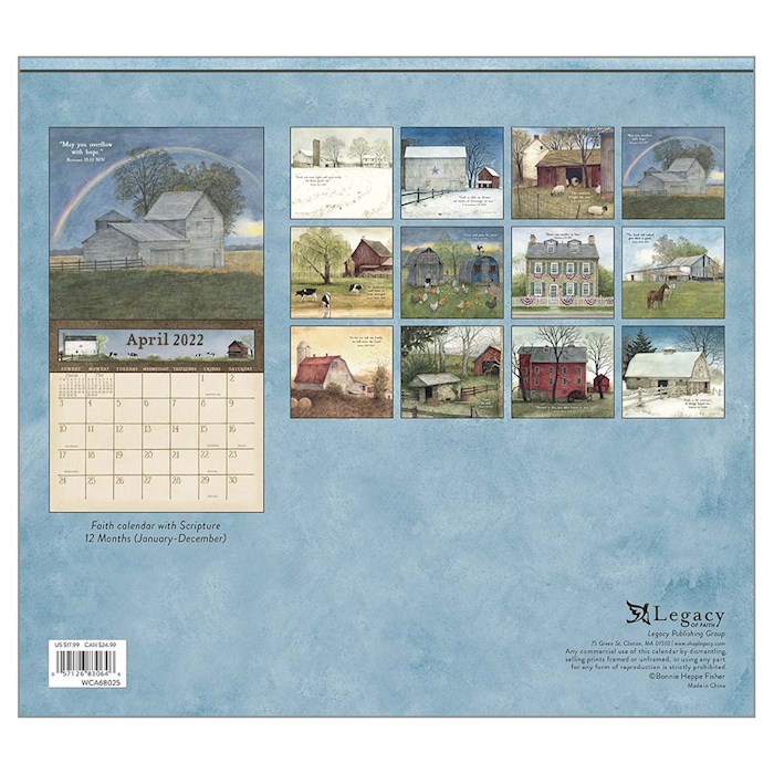 Wall Calendar-2022-Country Blessings w/2 Greeting Cards (13.66