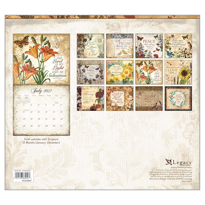 Wall Calendar-2022-Walk By Faith w/2 Greeting Cards (13.66