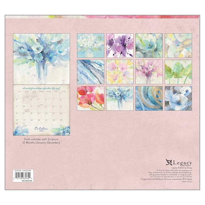 Wall Calendar-2022-Blooms & Blessings w/2 Greeting Cards (13.66