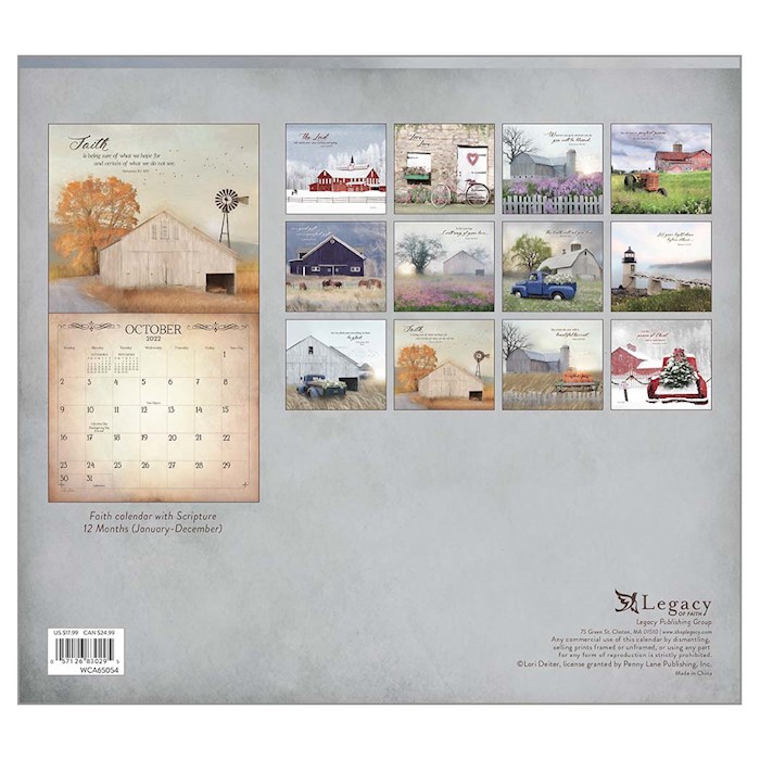 Wall Calendar-2022-Land Of Blessings w/2 Greeting Cards (13.66