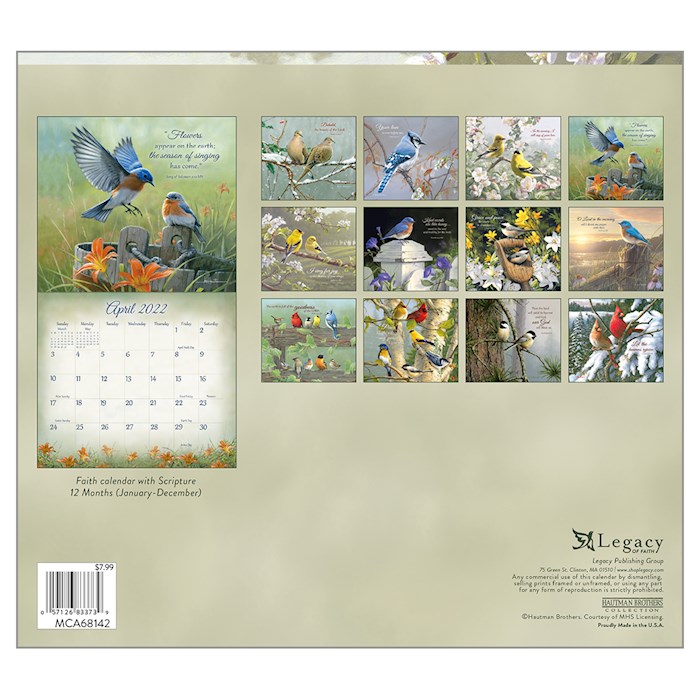 Wall Calendar-2022-Mini-Songbirds Of Faith (6.75