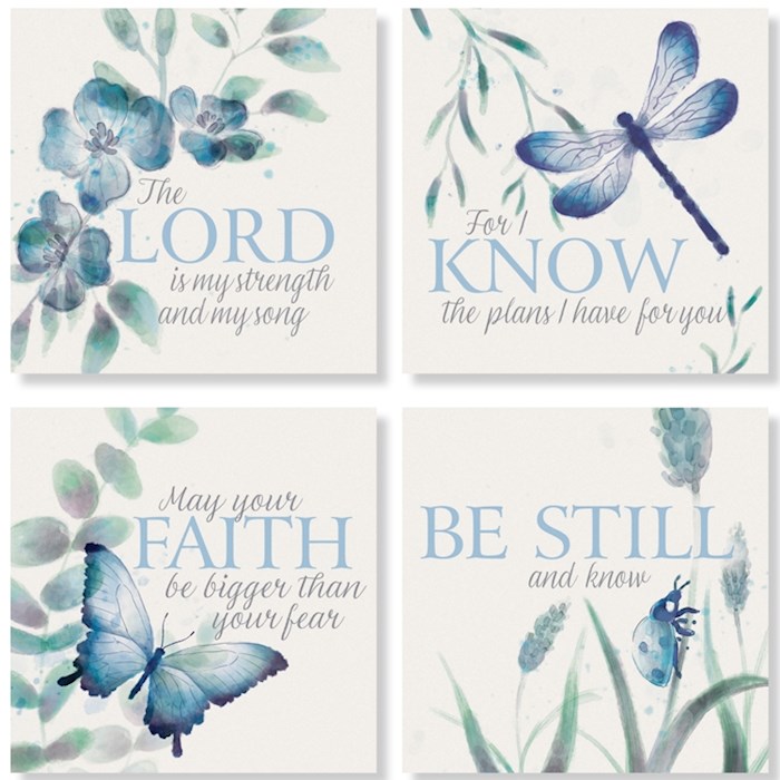 Square House Coasters-Religious Watercolor Verses (Set Of 4) (4