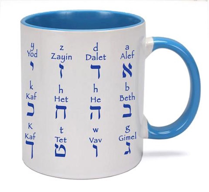 Mug-Blue And White Hebrew ABC (12 oz) (#71188) | SHOPtheWORD