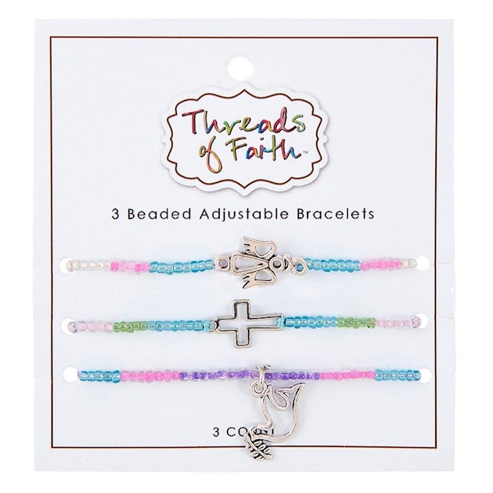Bracelet Set-Threads Of Faith-Beaded Adjustable Faith Symbols (Set Of 3) | SHOPtheWORD