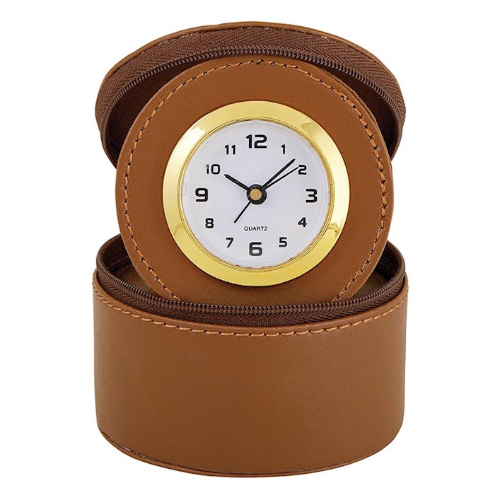 Tabletop Clock w/Alarm-Livin' The Dream-Tan (3.25