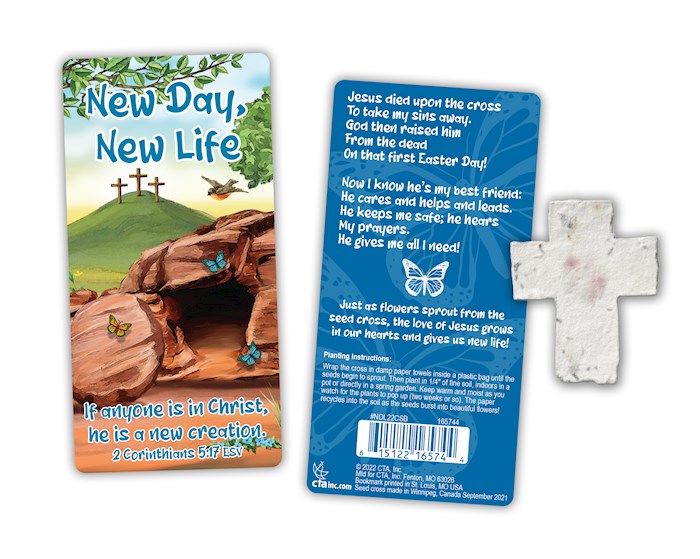 Bookmark And Plantable Seed Cross-New Day, New Life | SHOPtheWORD