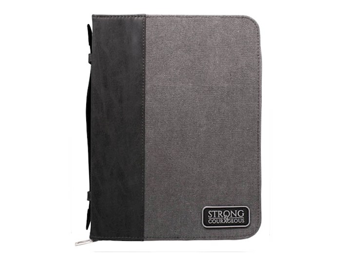 Bible Cover-Strong & Courageous-Leather Look w/PVC Patch | SHOPtheWORD