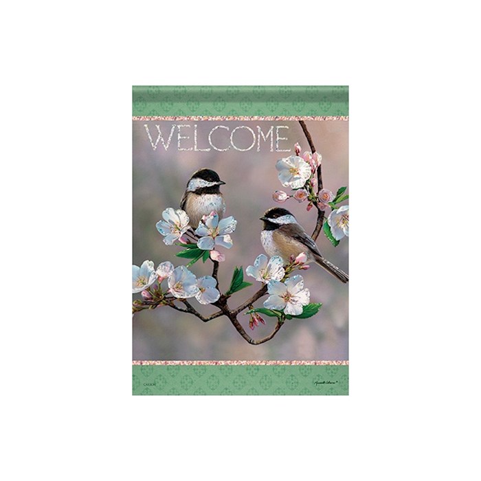 Flag-Garden-Glitter Trends-Cherry Blossom Chickadee (12.5