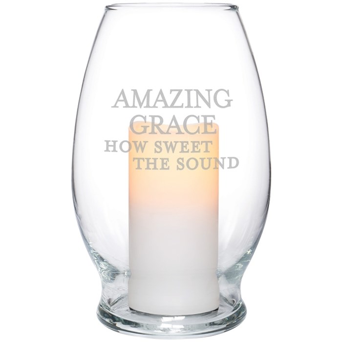 Hurricane Candle-Flameless Flicker-Amazing Grace w/Timer (7