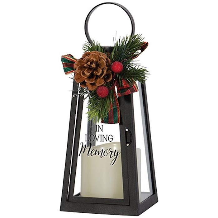 Lantern w/LED Candle & Timer-In Loving Memory (6