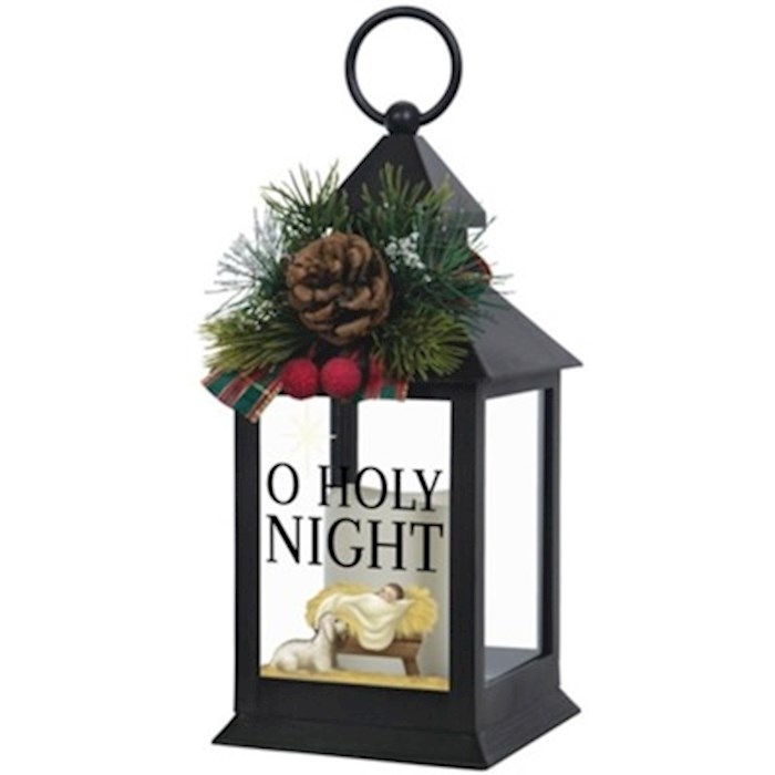 Lantern w/LED Candle & Timer-O Holy Night (11