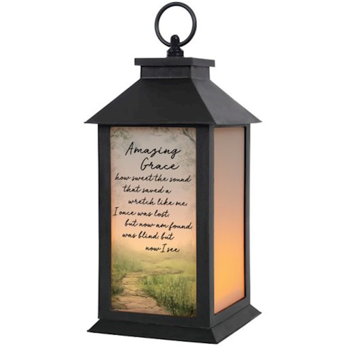 Lantern w/LED Candle & Timer-Amazing Grace (13