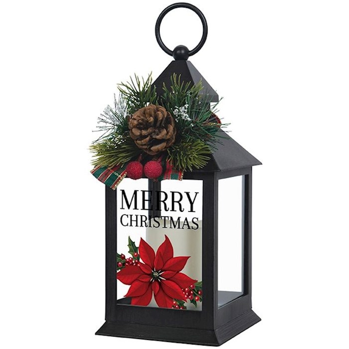 Lantern w/LED Candle & Timer-Merry Christmas (11