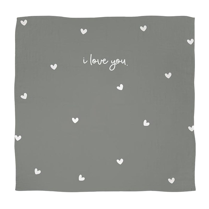 Swaddle Blanket-I Love You Hearts (45 Square)